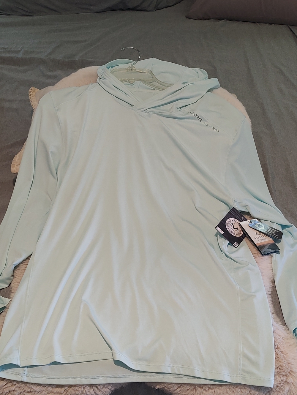 NWT Light Blue Performance Realtree Fishing Hoodie Top